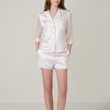 Silk Striped Flower Short Set