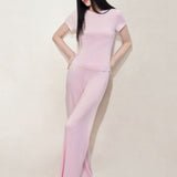 Pink Flared Silk Blend Pyjama Trousers