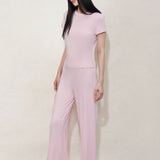 Pink Flared Silk Blend Pyjama Trousers