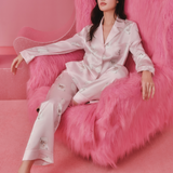 Poker-Printed Silk Crystal Pyjama Set