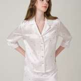 Silk Striped Flower Short Set