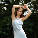 Silk Sky Blue Rose Maxi Dress