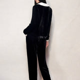 Black Velvet Wide Leg Trousers