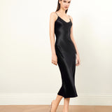 Classic Black Rhinestone Long Nightgown