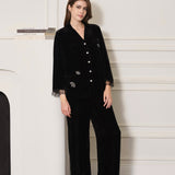 Oriental Collection Velvet Lace Long Pyjama Trousers