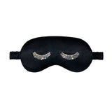 Crystal Embellished Black Silk Eye Mask