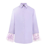 Silk Crystal Feather Lilac Shirt