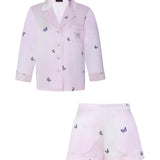 Butterfly Print Pink Short Silk Pyjama Set