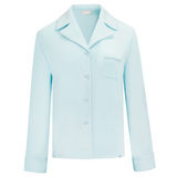 Sky Blue Knit Silk Blend Long Sleeve Shirt