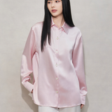 Sakura Pink Shell Button Silk Pyjama Shirt