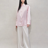 Sakura Pink Shell Button Silk Pyjama Shirt