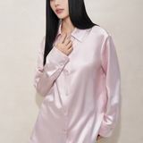 Sakura Pink Shell Button Silk Pyjama Shirt