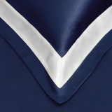 Bicolour Royal Blue & Pearl White Silk Bed Set
