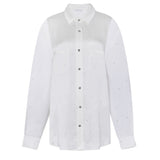 White Crystal Oversized Silk Shirt Dress