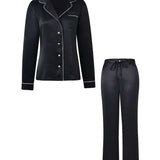 Pearl & Crystal Black Silk Pyjama Set