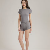 Charcoal Grey Silk Blend Grey T-Shirt