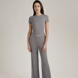 Charcoal Grey Silk Blend Grey T-Shirt