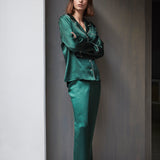 Pearl and Crystal Green Silk Pyjama Set