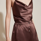 Chocolate Brown Silk Shorts Pyjama Set