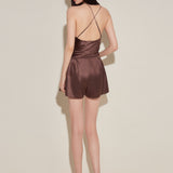 Chocolate Brown Silk Shorts Pyjama Set