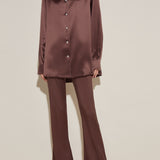 Chocolate Brown Silk Pyjama Set