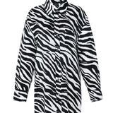 Zebra Print Silk Shirt Dress