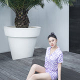 Zebra Print Crystal Purple Short-Sleeved Pyjama Set