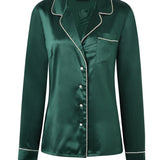 Pearl and Crystal Green Silk Pyjama Set