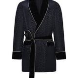 Men's Black Leopard-Print Short Robe