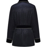Men's Black Leopard-Print Short Robe