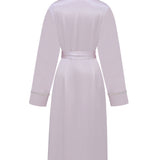 Pink Tweed Detail Tie Waist Silk Robe