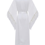 White Feather Silk Kimono Robe
