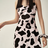 MooMoo Print Silk Slip Dress