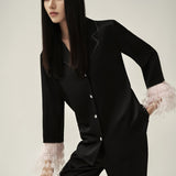 Muse Feather and Crystal Black Pyjama Set
