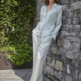 Misty Morning Blue Silk Pyjama Set