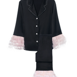 Muse Feather and Crystal Black Pyjama Set