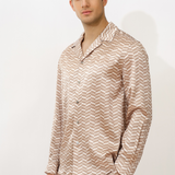 Men's Brown Monogram Print Pyjama Set