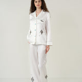 Cactus Embroidered Silk Pyjama Set