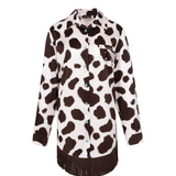 Cow Print Silk Blouse