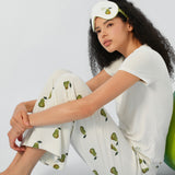 Maria Farrar Series Green Pear Crystal Knit Short-Sleeve Lounge Set