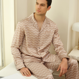 Men's Brown Monogram Print Pyjama Set