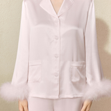 Miracle Crystal Silk Pyjama Set with Detachable Feather Trim