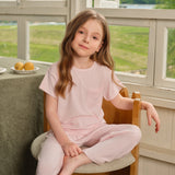 NUDE Collection Kids' Knit Short-Sleeve Long Pants Set