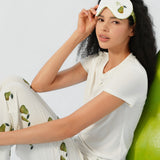 Maria Farrar Series Green Pear Crystal Knit Short-Sleeve Lounge Set