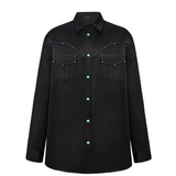 Black Rhinestone Men's Pyjama Shirt