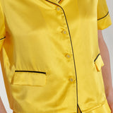 Lemon Yellow Short Sleeved Silk Pyjama Set
