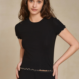 NUDE Knit Black Crew Neck Short Sleeve