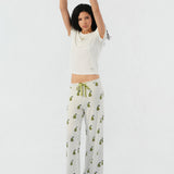 Maria Farrar Series Green Pear Crystal Knit Short-Sleeve Lounge Set