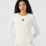 Maria Farrar Series Croissant Embroidered Crystal Long-Sleeve Knit