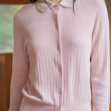 CloudKnit Silk-Cashmere Pointelle Cardigan with Silk Collar